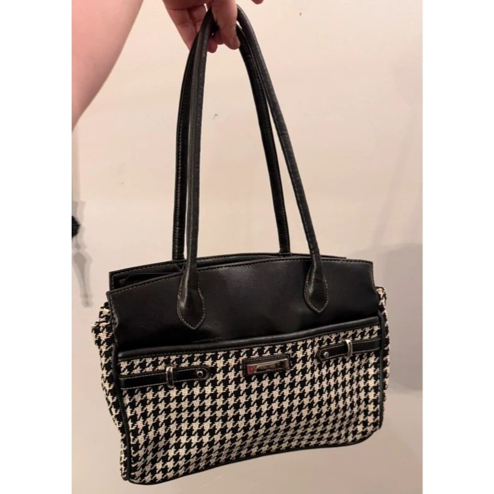 Y2k Black and White Houndstooth Pattern Handbag Shoulder Bag